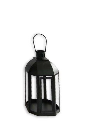 8 Panel Black Steel Lantern - Med