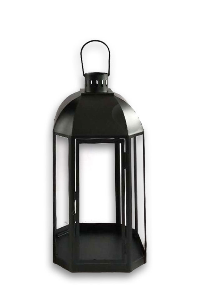 8 Panel Black Steel Lantern - Large